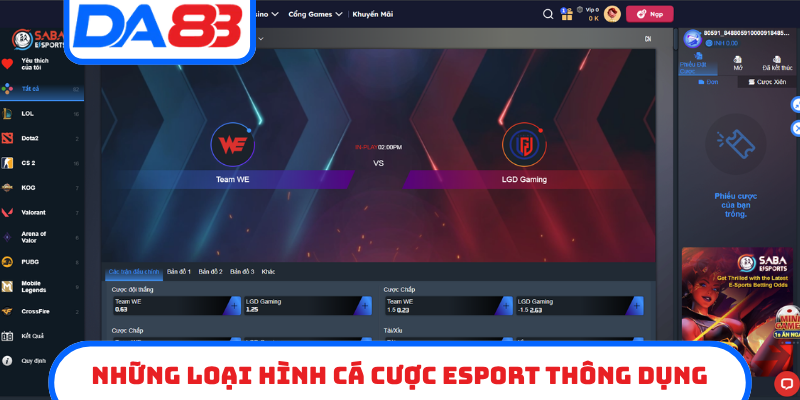 Những loại hình cá cược esport thông dụng