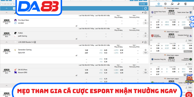 Mẹo tham gia cá cược esport nhận thưởng ngay