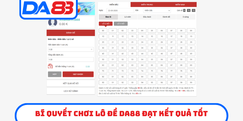 Bí quyết chơi lô đề DA88 đạt kết quả tốt
