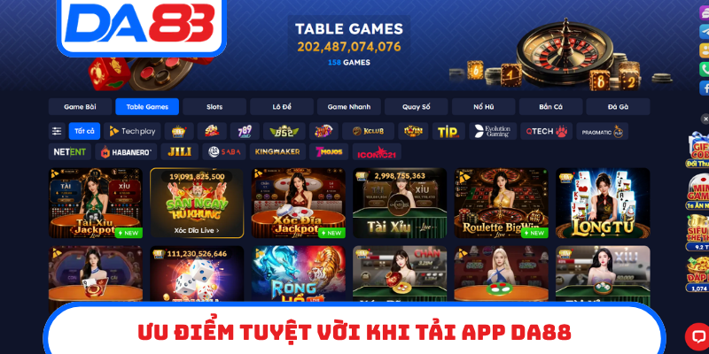 Ưu điểm tuyệt vời khi tải app DA88