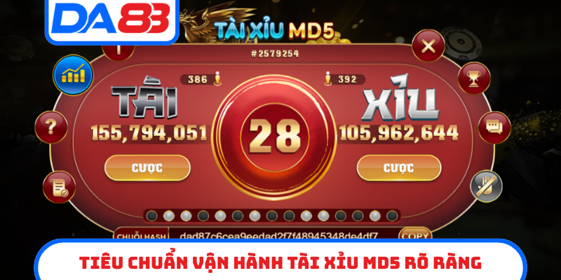 Tiêu chuẩn vận hành Tài Xỉu MD5 rõ ràng