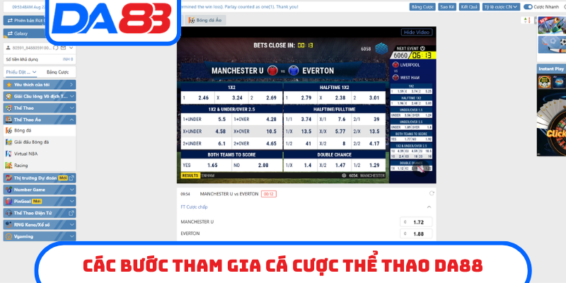 Các bước tham gia cá cược thể thao DA88