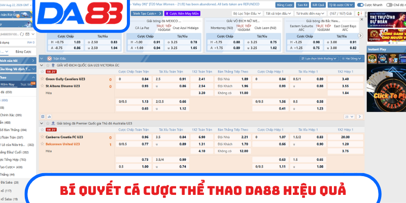 Bí quyết cá cược thể thao DA88 hiệu quả